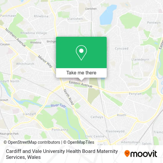 Cardiff and Vale University Health Board Maternity Services map