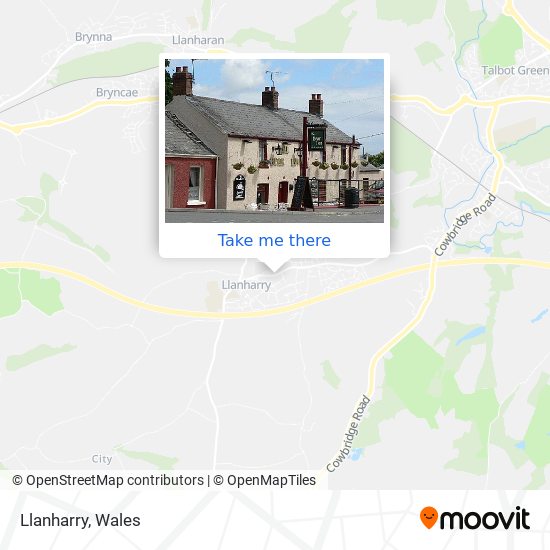 How to get to Llanharry in Rhondda Cynon Taf by Bus or Train?