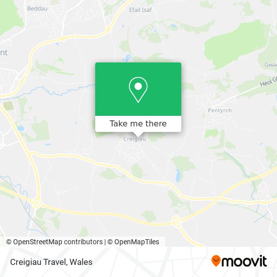 Creigiau Travel map