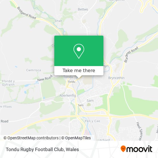 Tondu Rugby Football Club map