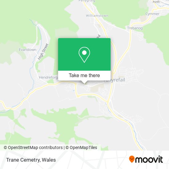 How to get to Trane Cemetry in Rhondda Cynon Taf by Bus or Train?