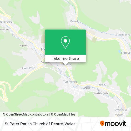 St Peter Parish Church of Pentre map