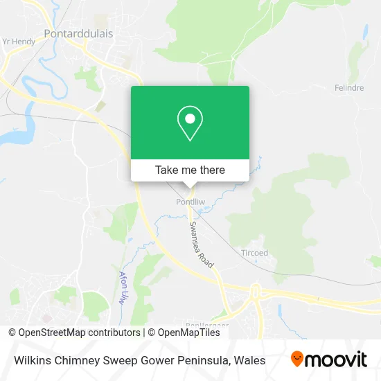 Wilkins Chimney Sweep Gower Peninsula map
