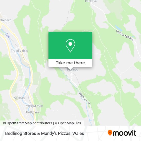 Bedlinog Stores & Mandy's Pizzas map