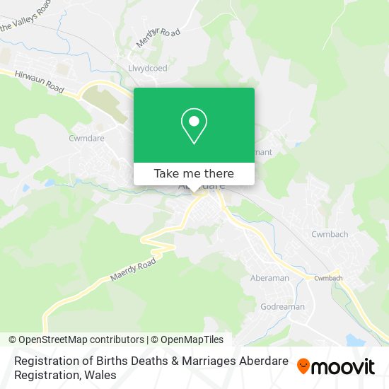 Registration of Births Deaths & Marriages Aberdare Registration map