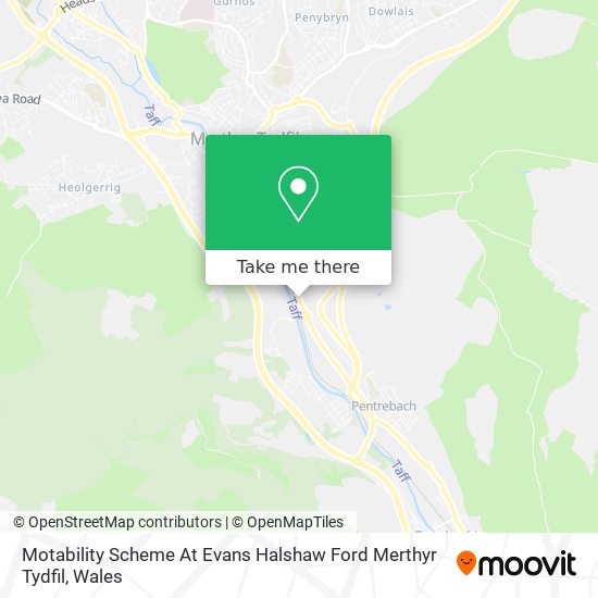 Motability Scheme At Evans Halshaw Ford Merthyr Tydfil map