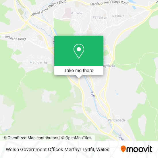 Welsh Government Offices Merthyr Tydfil map