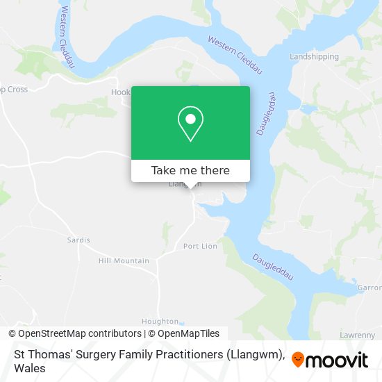 St Thomas' Surgery Family Practitioners (Llangwm) map