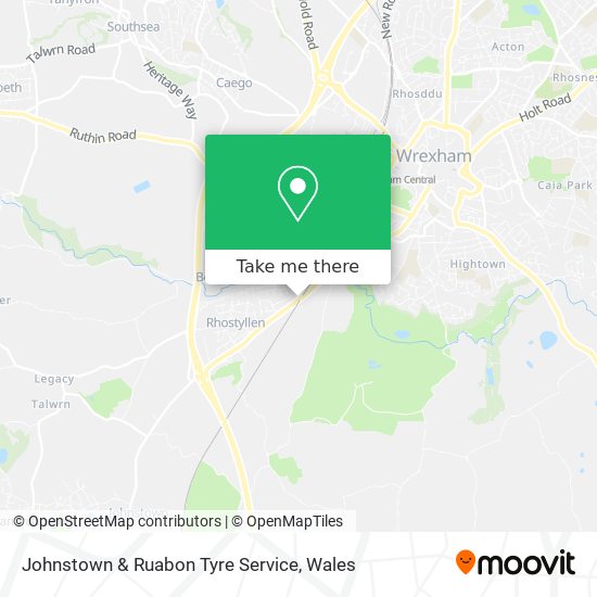 Johnstown & Ruabon Tyre Service map