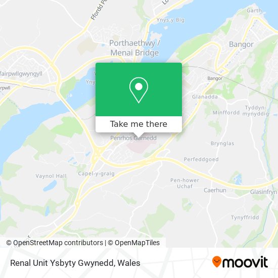 Renal Unit Ysbyty Gwynedd map