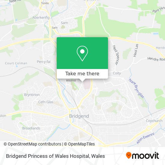 Bridgend Princess of Wales Hospital map