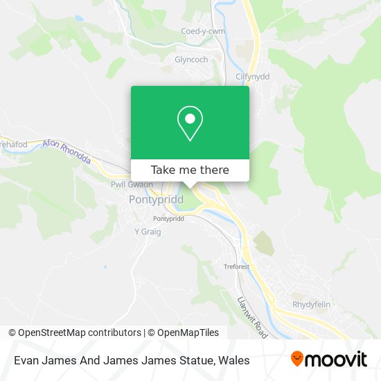 Evan James And James James Statue map