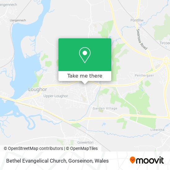 Bethel Evangelical Church, Gorseinon map