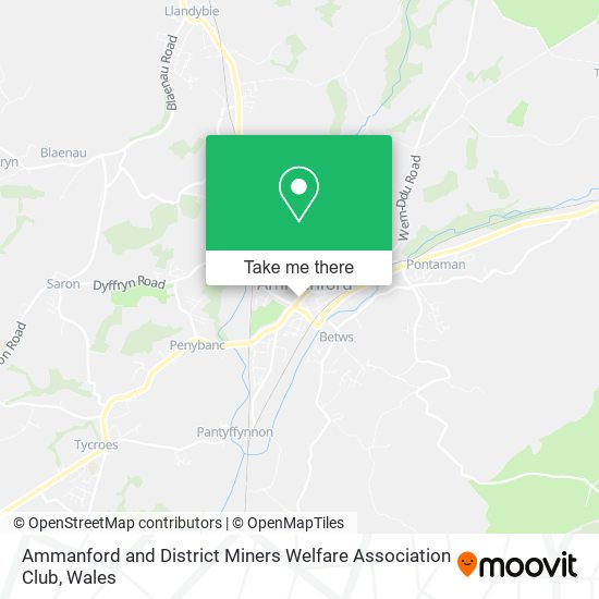 Ammanford and District Miners Welfare Association Club map