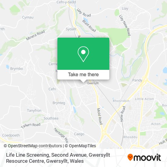 Life Line Screening, Second Avenue, Gwersyllt Resource Centre, Gwersyllt map