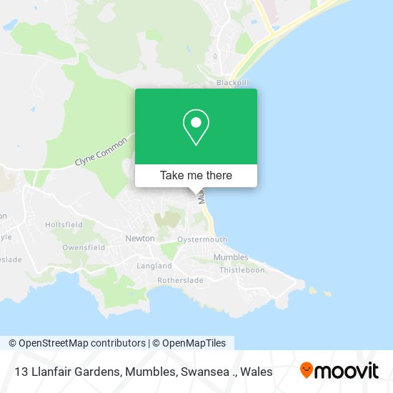13 Llanfair Gardens, Mumbles, Swansea . map
