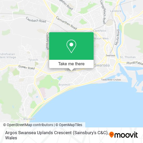 Argos Swansea Uplands Crescent (Sainsbury's C&C) map