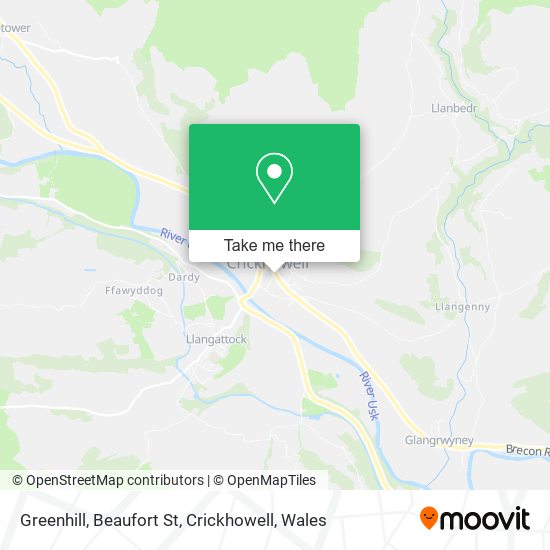 Greenhill, Beaufort St, Crickhowell map