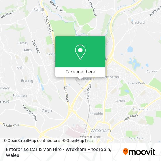 Enterprise Car & Van Hire - Wrexham Rhosrobin map
