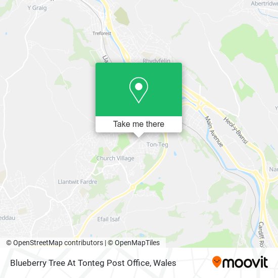 Blueberry Tree At Tonteg Post Office map