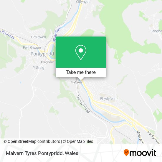 Malvern Tyres Pontypridd map