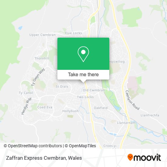 Zaffran Express Cwmbran map