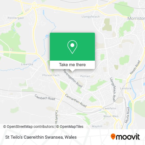St Teilo's Caereithin Swansea map