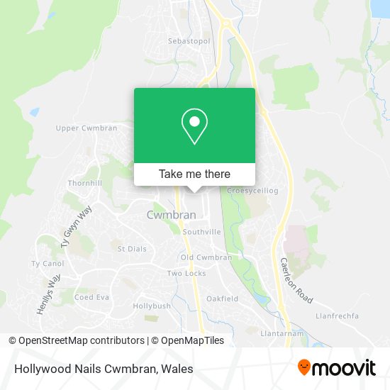 Hollywood Nails Cwmbran map