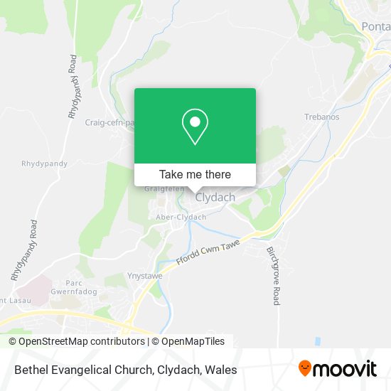 Bethel Evangelical Church, Clydach map