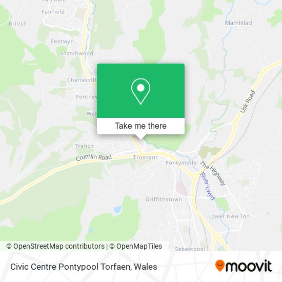 Civic Centre Pontypool Torfaen map