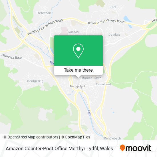 Amazon Counter-Post Office Merthyr Tydfil map