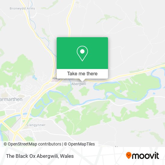 The Black Ox Abergwili map