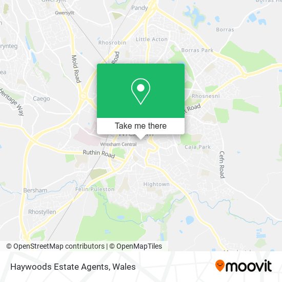 How to get to Haywoods Estate Agents in Wrexham by bus or train?