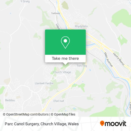Parc Canol Surgery, Church Village map