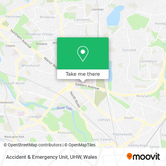 Accident & Emergency Unit, UHW map