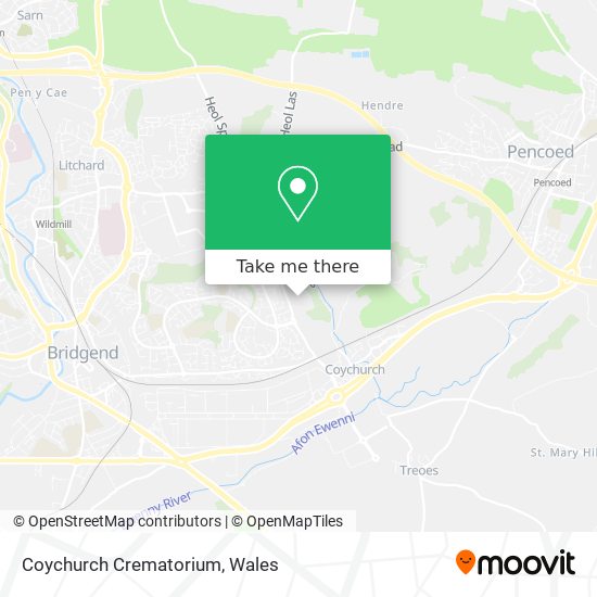 Coychurch Crematorium map