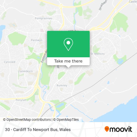 30 - Cardiff To Newport Bus map