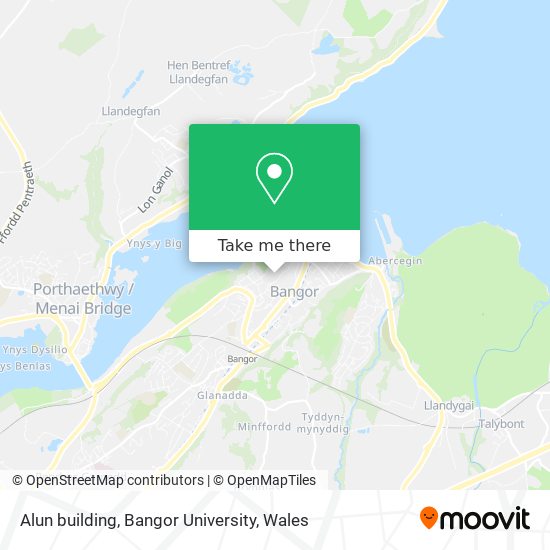 Alun building, Bangor University map