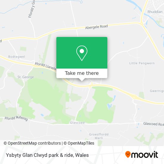 Ysbyty Glan Clwyd park & ride map