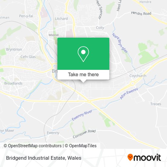 How to get to Bridgend Industrial Estate by Bus or Train?