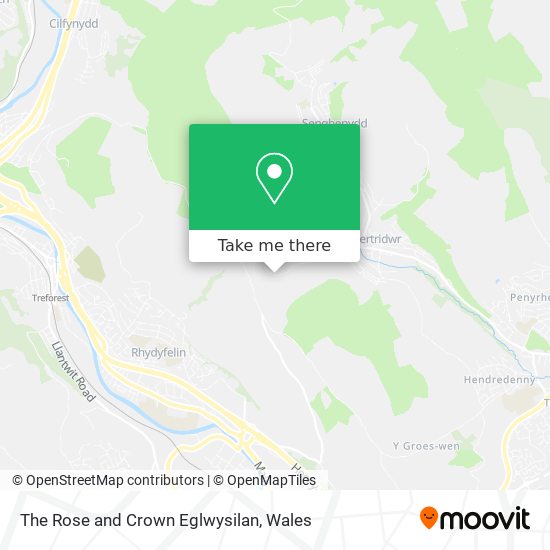 The Rose and Crown Eglwysilan map