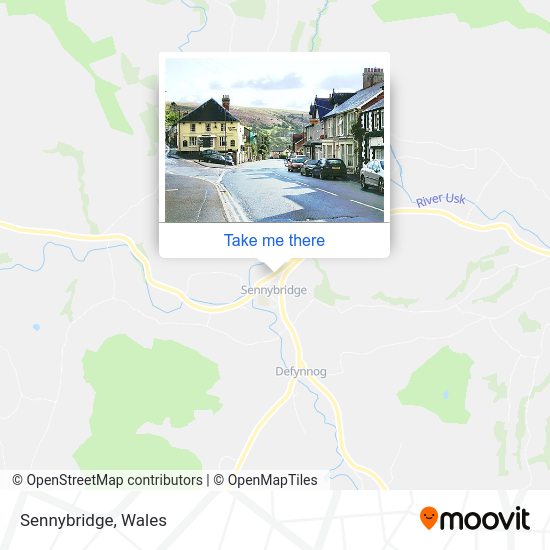 How to get to Sennybridge in Powys by bus or train?