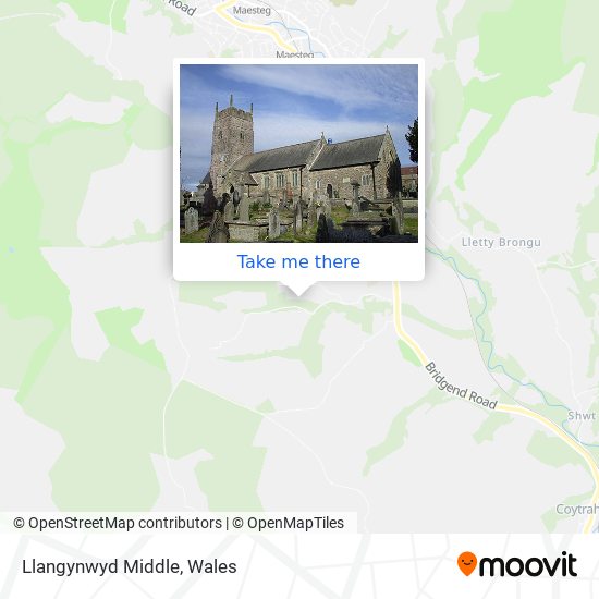 Llangynwyd Middle map