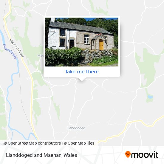 Llanddoged and Maenan map