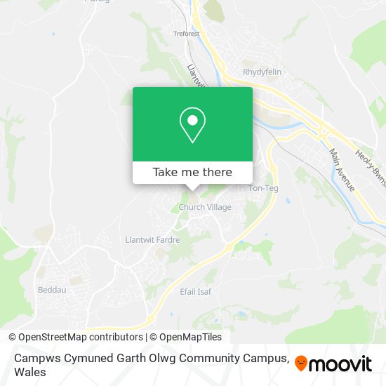 Campws Cymuned Garth Olwg Community Campus map