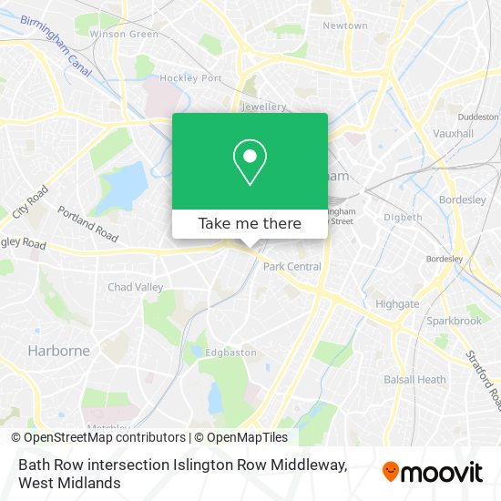 Bath Row intersection Islington Row Middleway map