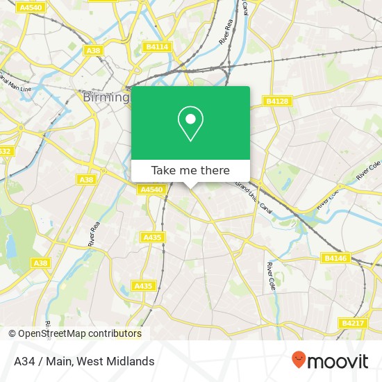 A34 / Main, Sparkbrook Birmingham map