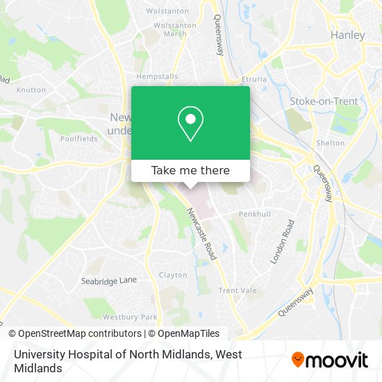 University Hospital of North Midlands map