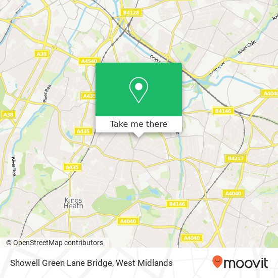 Showell Green Lane Bridge, Sparkhill Birmingham map