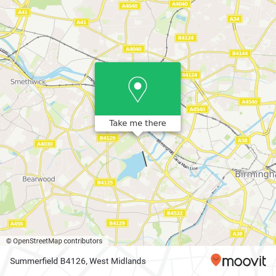 Summerfield B4126, Edgbaston Birmingham map